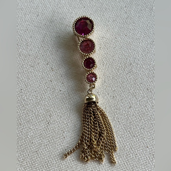 Elegant Gold and Purple Tassel Brooch - Picture 1 of 4